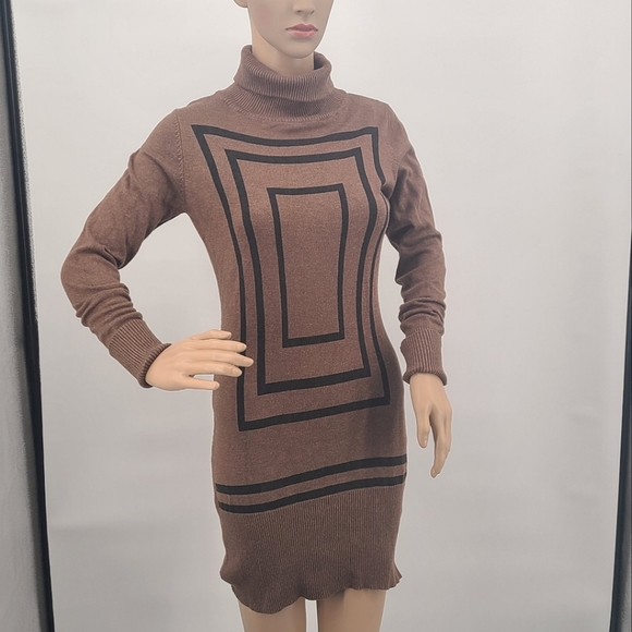 Women's JS Millenium Brown Sweater Dress Sz TU (One size fits all) - Picture 3 of 6